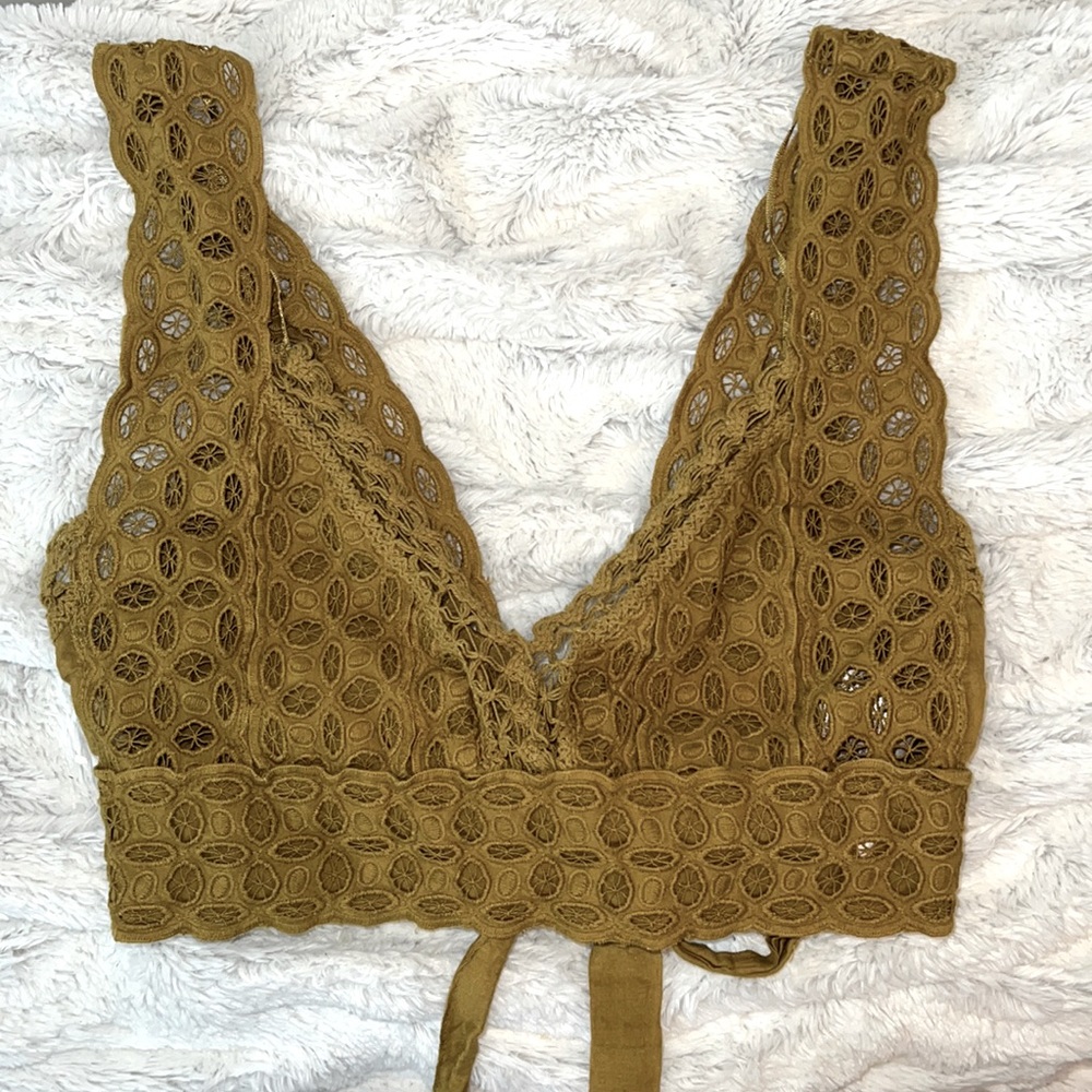 Urban Outfitters Mustard/Yellow tie back bralette top